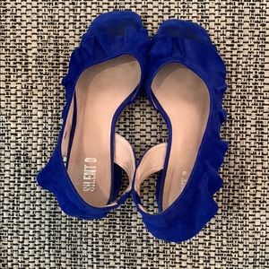 Anthropologie Silent D Royal Blue Suede Block Heel